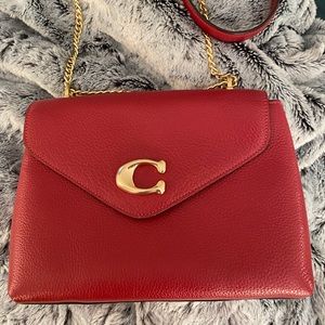 Coach red leather bag